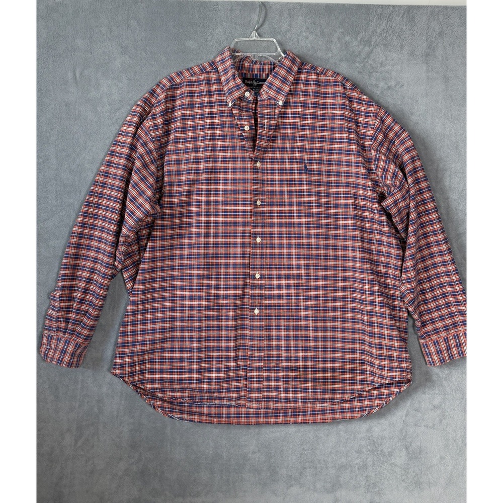 Vintage Polo Ralph Lauren Oxford Blake 100% Cotton Button Down Plaid Shirt XXL